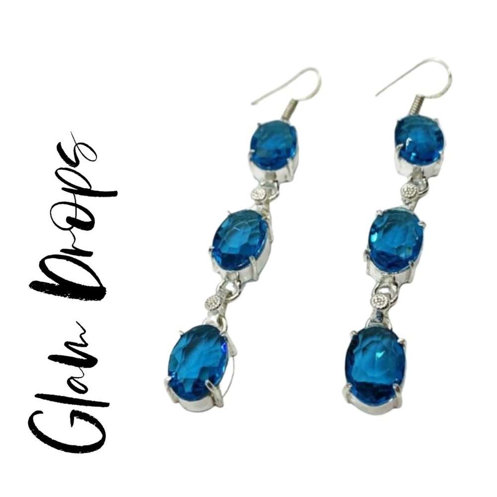 Swiss Blue Topaz Handmade Dangle Drop Earrings